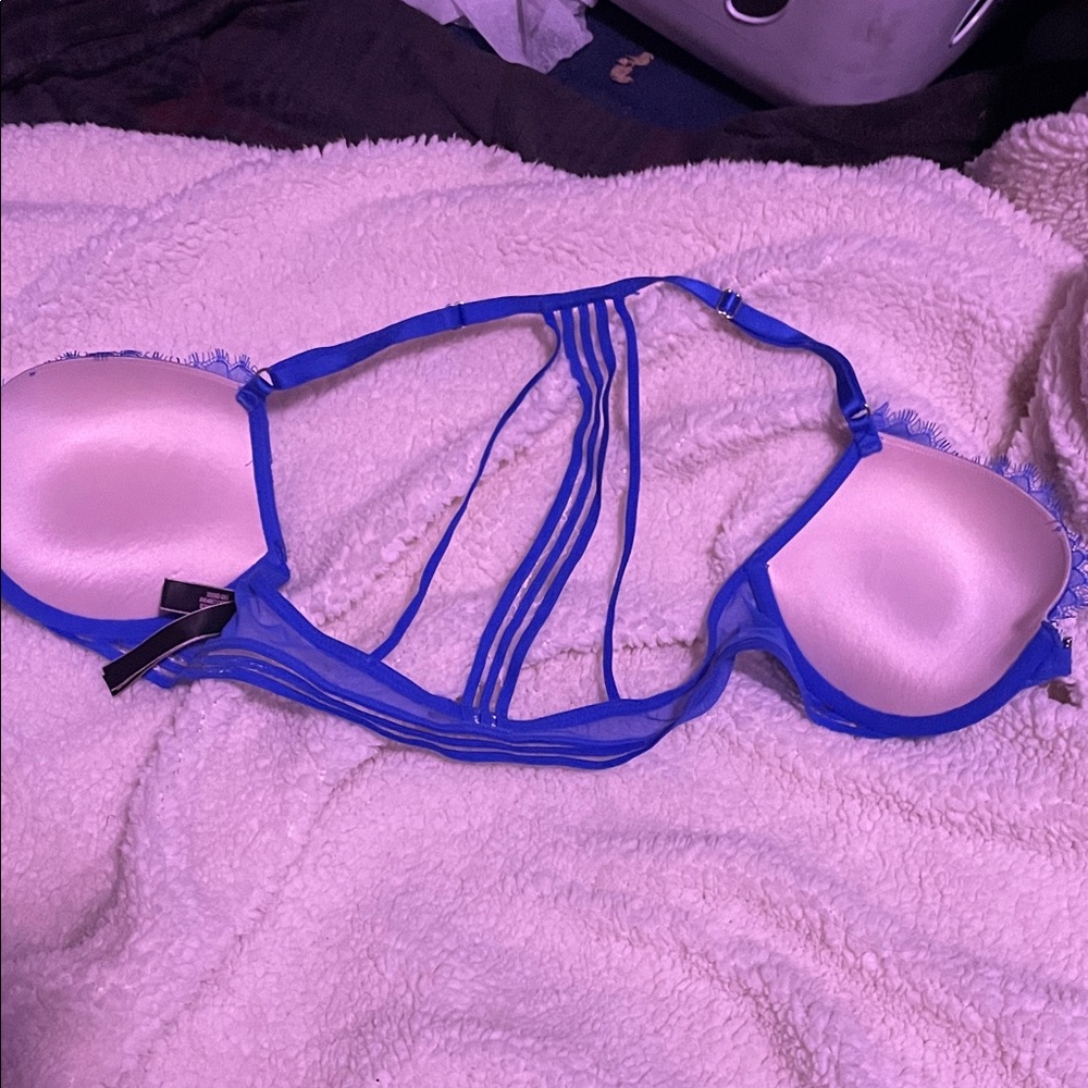 Victoria's Secret Blue and Cream Strappy Bra